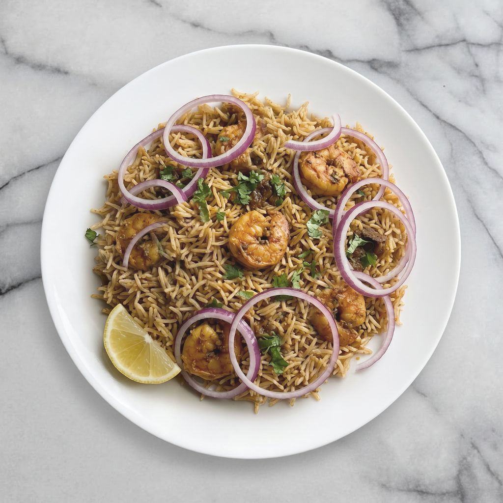 1- Shrimp Biryani.