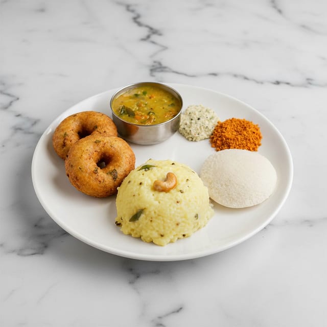 Pongal, Vada (2), Idly (1) Combo.